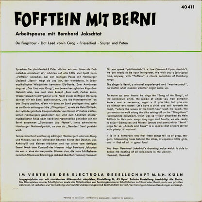 Bernhard Jakschtat : Fofftein Mit Berni (Arbeitspause Mit Bernhard Jakschtat) (7", EP, RE)