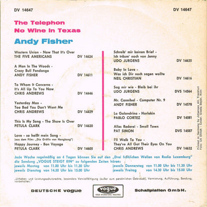 Andy Fisher : The Telephon / No Wine In Texas (7", Single)