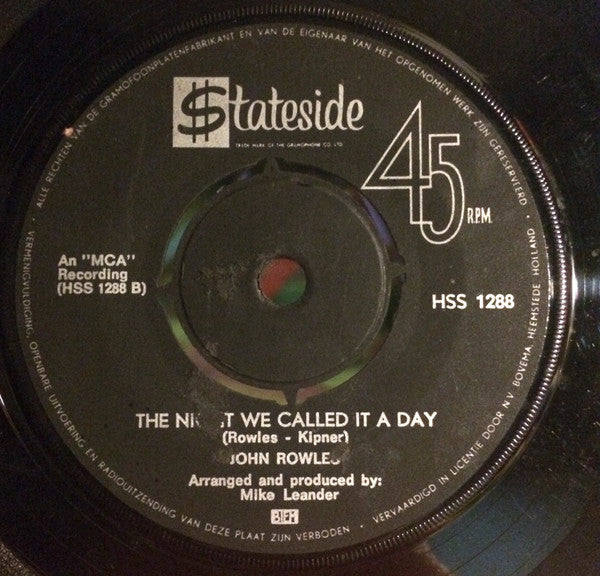 John Rowles : Hush... Not A Word To Mary (7", Single)