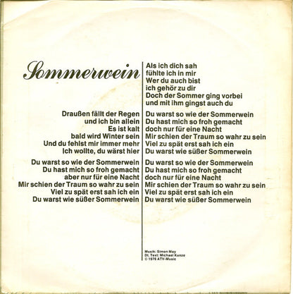 Simon May : Sommer-Wein (7", Single)