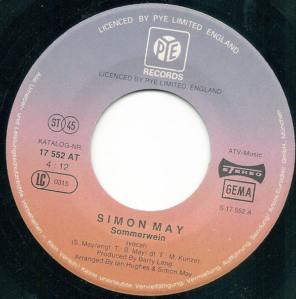 Simon May : Sommer-Wein (7", Single)