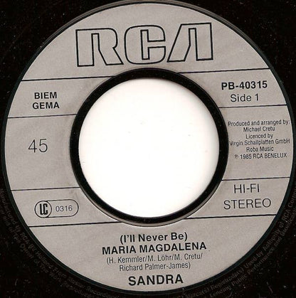 Sandra : (I'll Never Be) Maria Magdalena (7", Single)