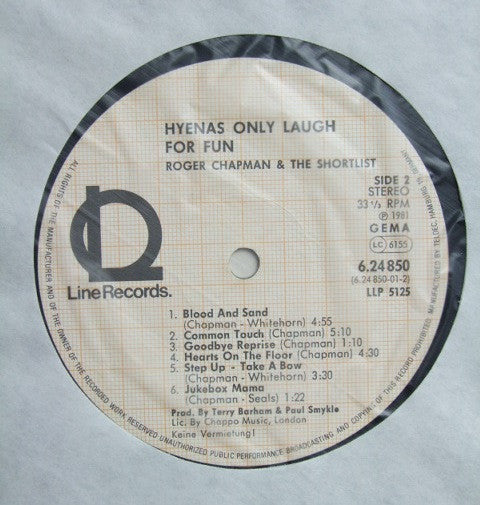 Roger Chapman & The Shortlist : Hyenas Only Laugh For Fun (LP, Album)