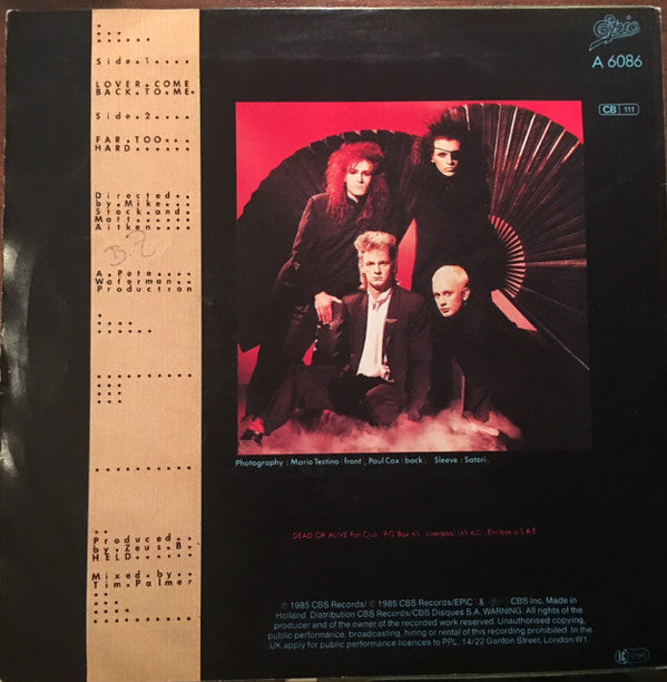Dead Or Alive : Lover Come Back To Me (7", Single)