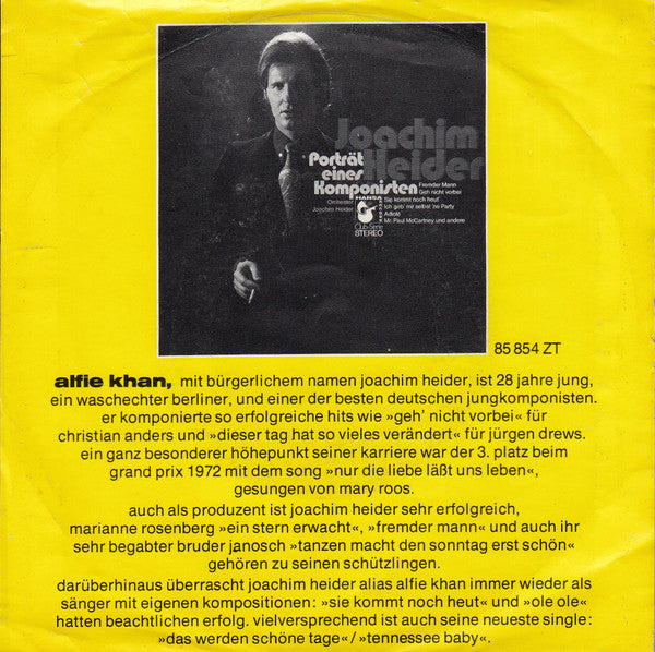 Alfie Khan : Das Werden Schöne Tage (7", Single)