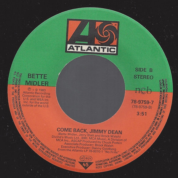 Bette Midler : Beast Of Burden (7", Single)