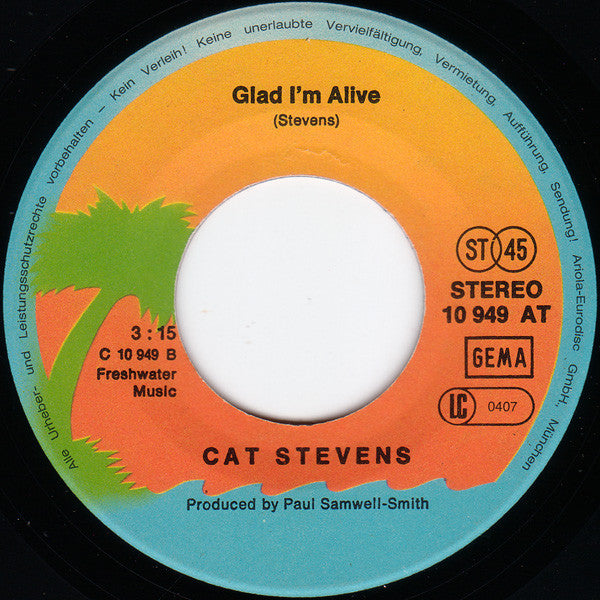 Cat Stevens : Morning Has Broken / Glad I'm Alive (7", Single, RE, Pal)