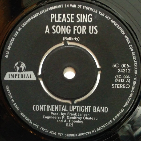 The Continental Uptight Band : Please Sing A Song For Us / She's Just A Friend (7", Single)