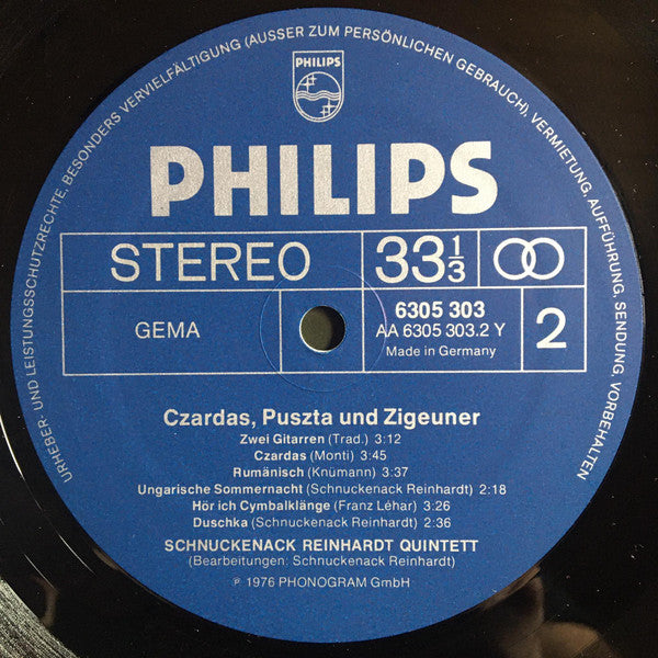 Schnuckenack Reinhardt Quintett : Czardas Puszta Und Zigeuner (LP, Album)