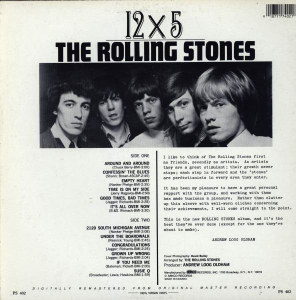 The Rolling Stones : 12 X 5 (LP, Album, RM)