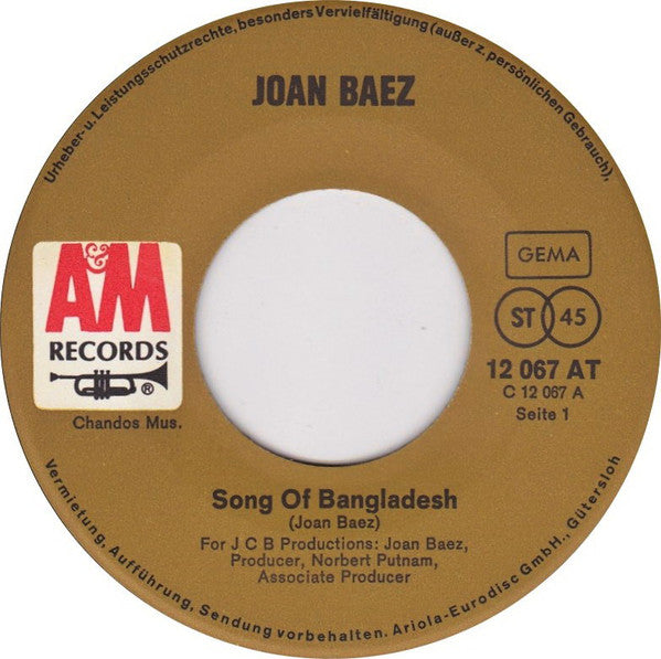 Joan Baez : Song Of Bangladesh (7", Single)