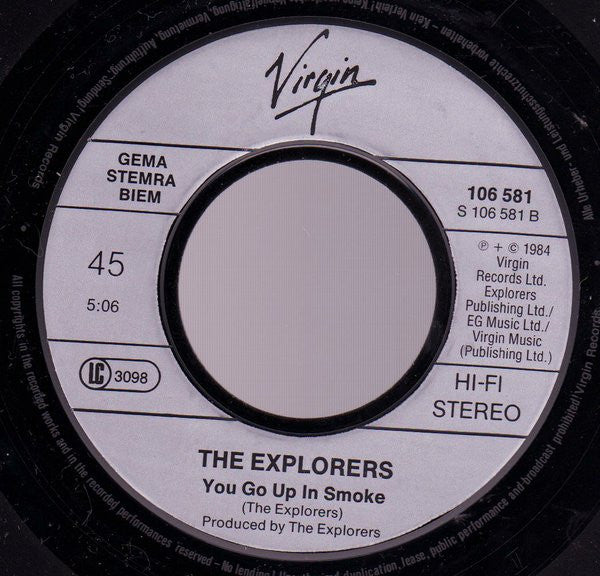 The Explorers (2) : Lorelei / You Go Up In Smoke (7", Single)