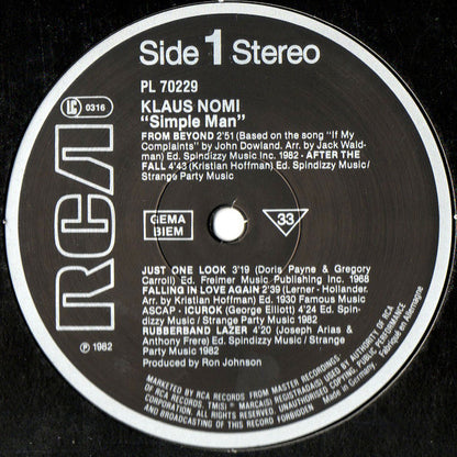 Klaus Nomi : Simple Man (LP, Album, RE)