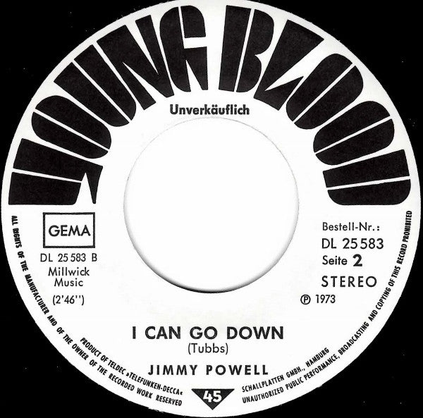 Jimmy Powell (2) : Out Of Time / I Can Go Down (7", Single, Promo)