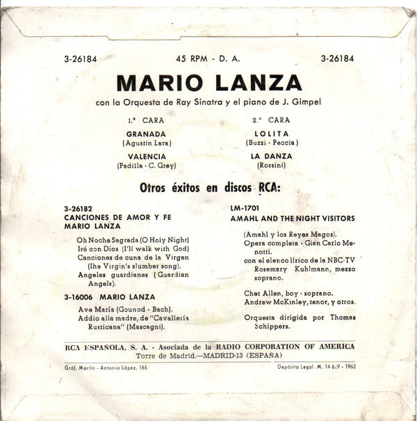 Mario Lanza : Granada (7", EP)