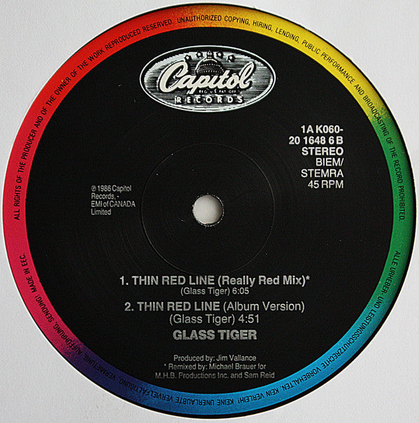 Glass Tiger : Thin Red Line (12")