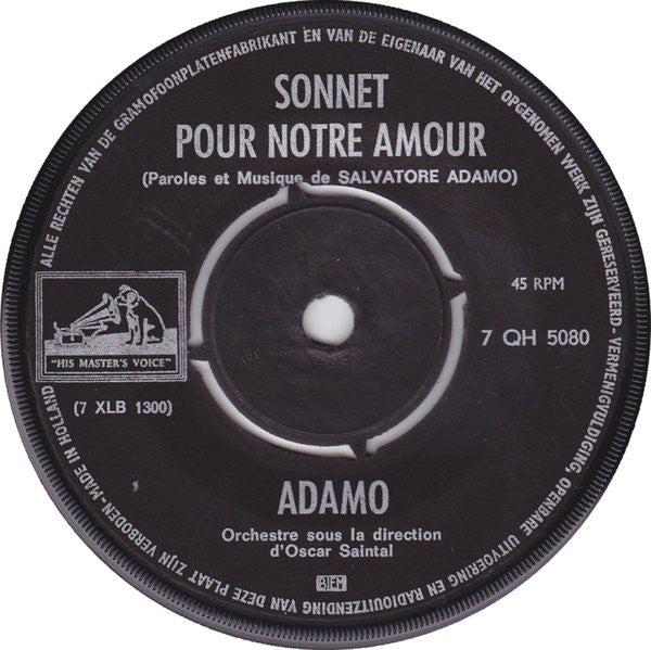 Adamo : Sonnet Pour Notre Amour / Princesses Et Bergeres (7", Single)