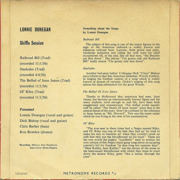 Lonnie Donegan's Skiffle Group : Skiffle Session (7", EP)