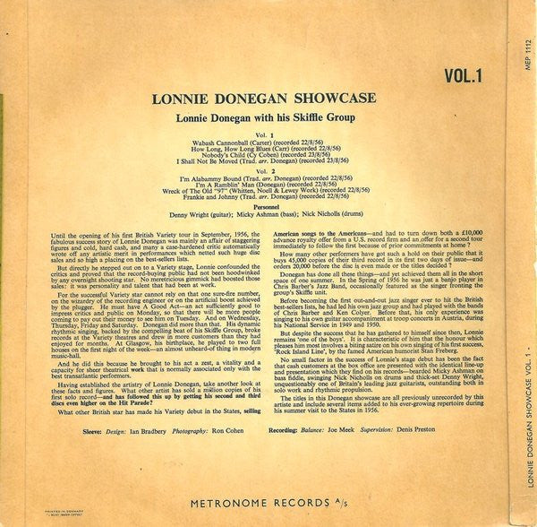 Lonnie Donegan's Skiffle Group : Lonnie Donegan Showcase Vol. 1 (7", EP)