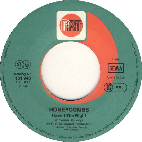 The Honeycombs : Have I The Right / I Can't Stop (7", Single)