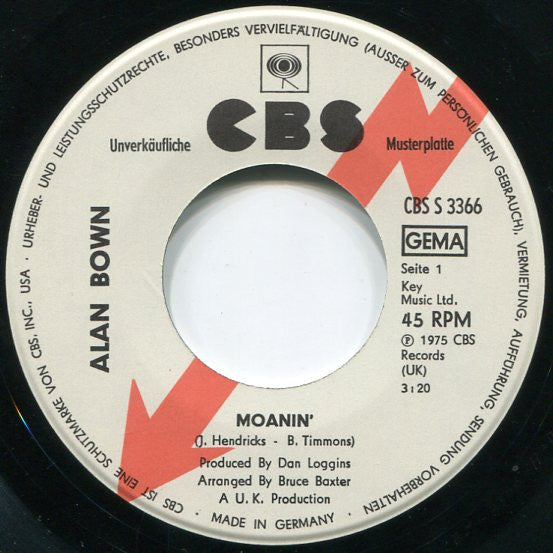 Alan Bown : Moanin' (7", Single, Promo)