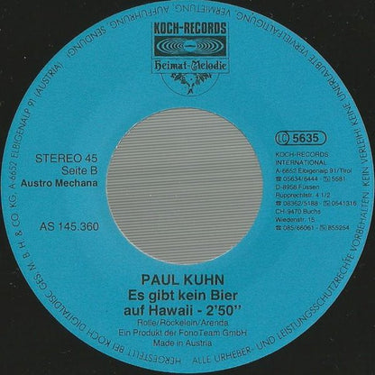 Paul Kuhn : Geb'n Sie Dem Mann Am Klavier Noch 'N Bier / Es Gibt Kein Bier Auf Hawaii (7", Single)