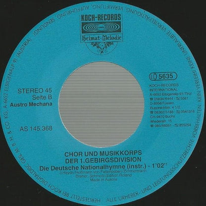 Gebirgsmusikkorps Garmisch-Partenkirchen : Deutsche Nationalhymne (7", Single)