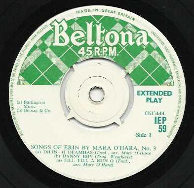 Mary O'Hara : Songs Of Erin No. 3 (7", EP)