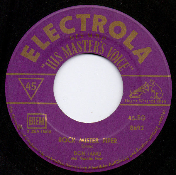Don Lang And His Frantic Five : Rock Mister Piper / Rock Around The Cookhouse (7", Single)