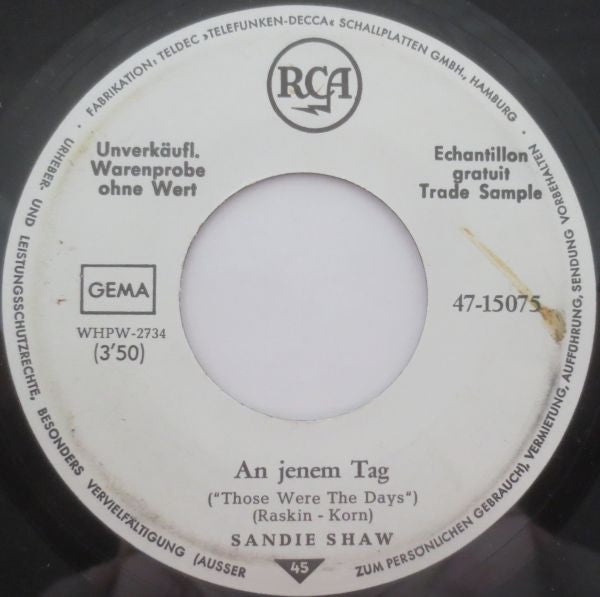 Sandie Shaw : An Jenem Tag / Du Lügst So Wunderbar (7", Single, Promo)