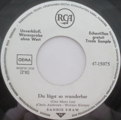 Sandie Shaw : An Jenem Tag / Du Lügst So Wunderbar (7", Single, Promo)