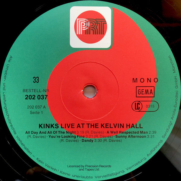 The Kinks : Live At Kelvin Hall (LP, Album, Mono, RE)