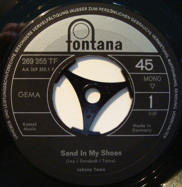 Johnny Tame : Sand In My Shoes / Steak And Cake (7", Single, Mono)
