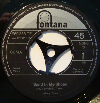 Johnny Tame : Sand In My Shoes / Steak And Cake (7", Single, Mono)