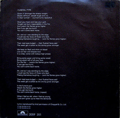 The Jam : Funeral Pyre (7", Single)