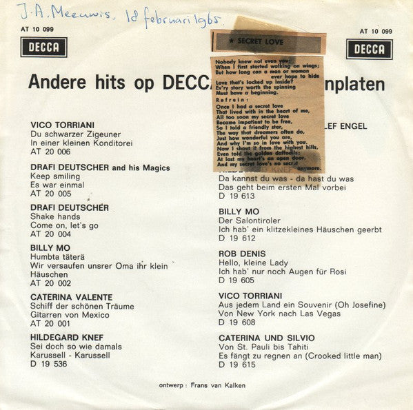 Trea Dobbs : Secret Love / It's For You (7", Single, Mono)