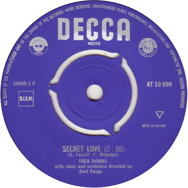 Trea Dobbs : Secret Love / It's For You (7", Single, Mono)