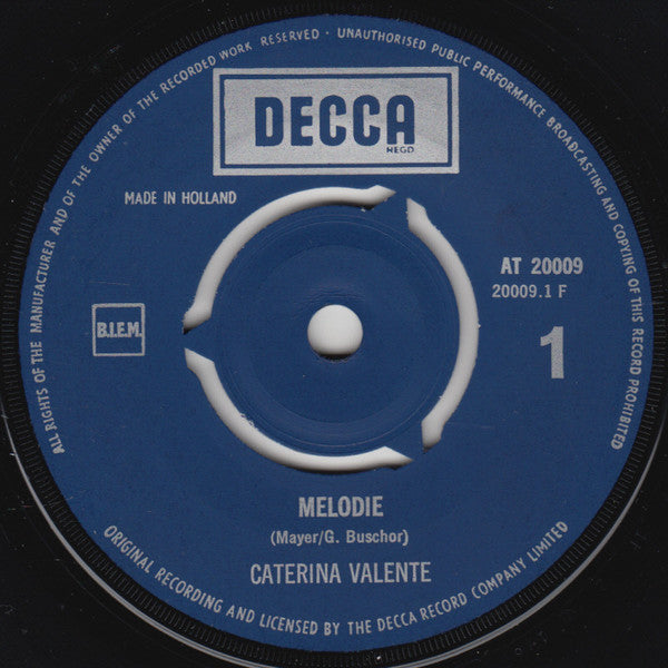 Caterina Valente : Melodie (7", Single, Mono)
