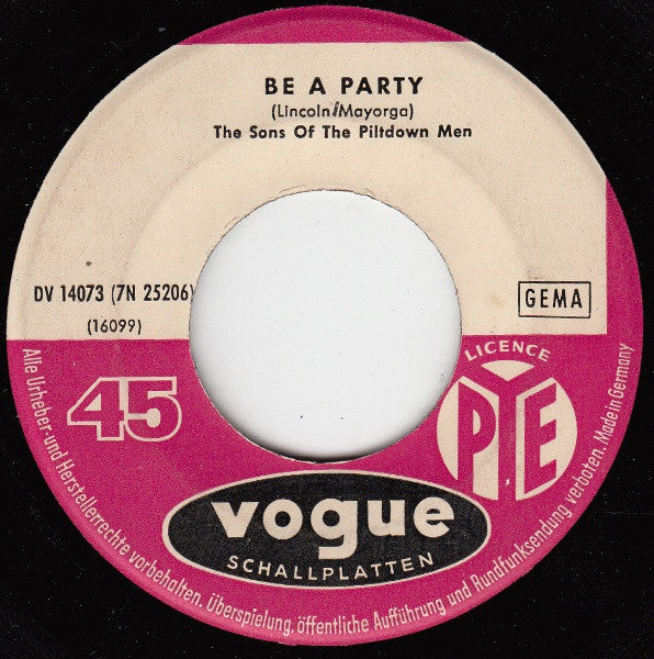 The Sons Of The Piltdown Men : Be A Party (7", Single)