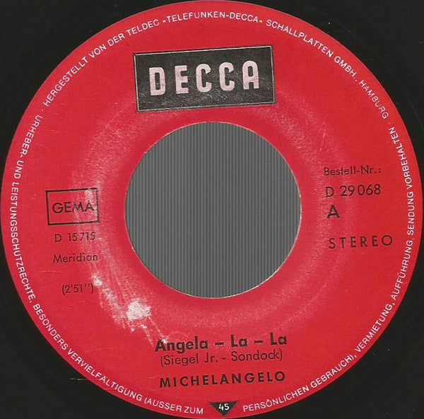Michelangelo (3) : Angela-La-La  (7", Single)