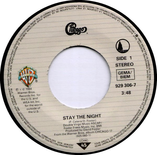Chicago (2) : Stay The Night (7", Single)