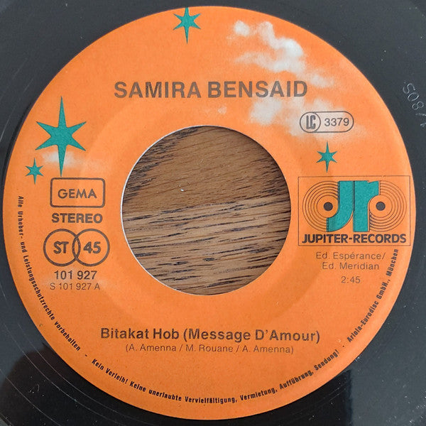 سميرة سعيد : Bitakat Hob (Message D'Amour) (7", Single)