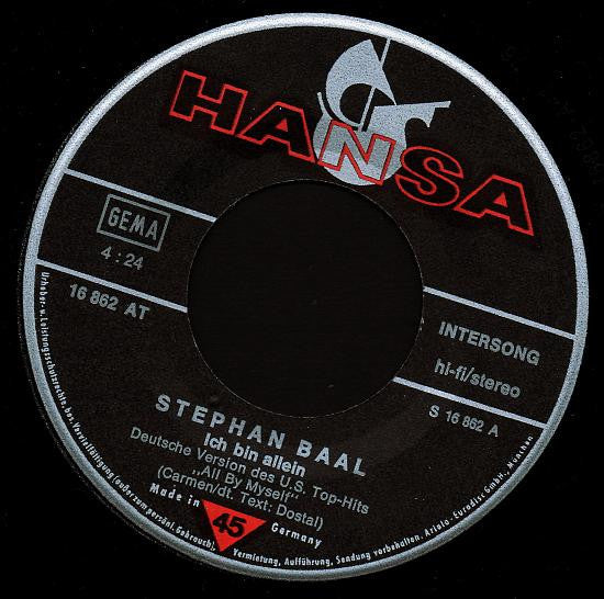 Stephan Baal : Ich Bin Allein (7", Single)