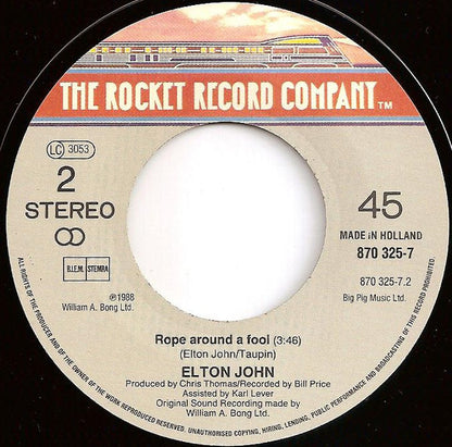 Elton John : I Don't Wanna Go On With You Like That (7", Single)