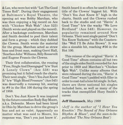 Huey "Piano" Smith & His Clowns : Having A Good Time (CD, Album)