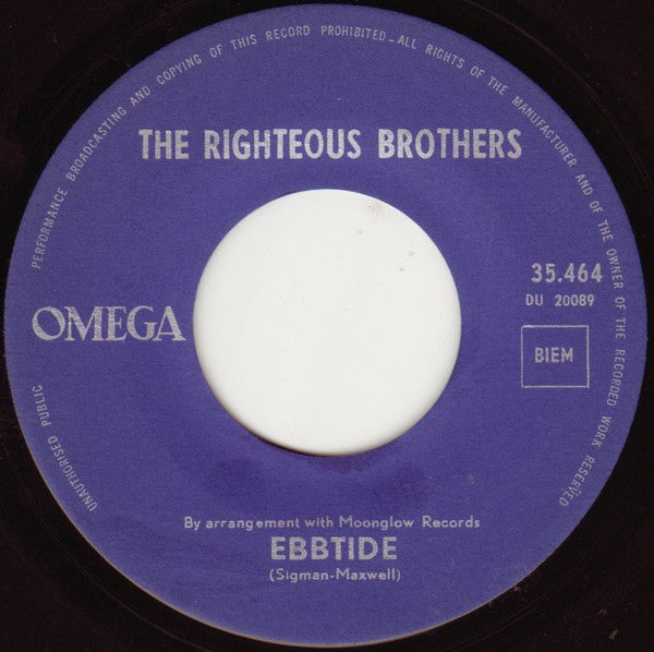 The Righteous Brothers : Ebb Tide / (I Love You) For Sentimental Reasons (7", Single)