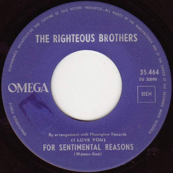 The Righteous Brothers : Ebb Tide / (I Love You) For Sentimental Reasons (7", Single)