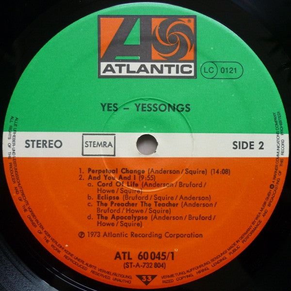 Yes : Yessongs (3xLP, Album, RE, 3-P)