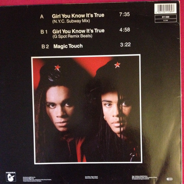 Milli Vanilli : Girl You Know It's True (N.Y.C. Subway Mix) (12", Maxi)