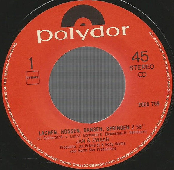 Jan & Zwaan : Lachen, Hossen, Dansen, Springen (7", Single)